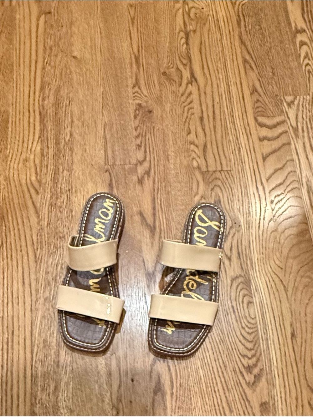 Sam Edelman Tan Double-Strap Slide Sandals